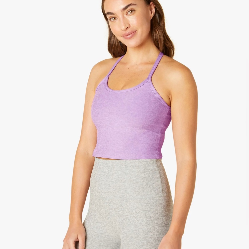 Beyond Yoga Spacedye Slim Racerback Cropped Tank 3x crisp lavender Heather